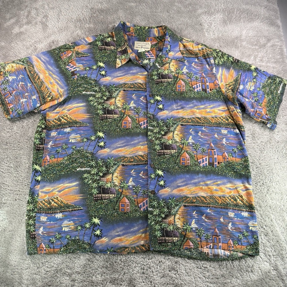 Reyn Spooner Guy Buffet Shirt Mens 2XL XXL Island Hawaiian Village Aloha Casual
